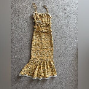 Yellow Floral Ruffle Dress